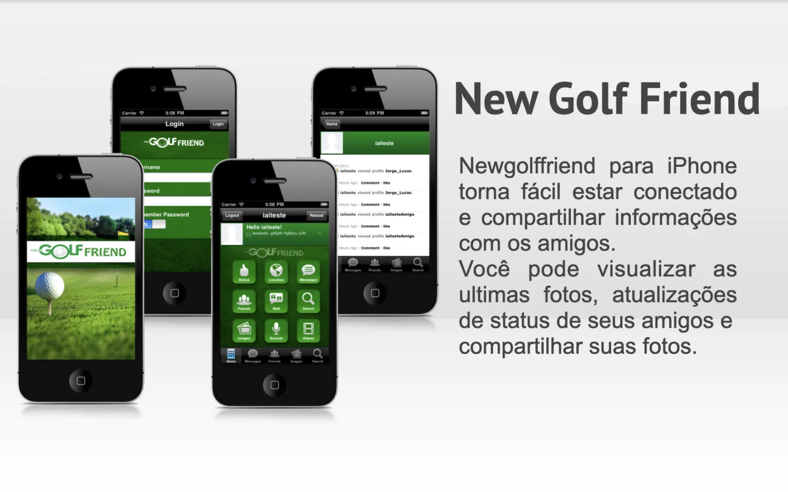 New Golf Friend social iPhone app for golfers to connect, share photos, and check friends' status updates.