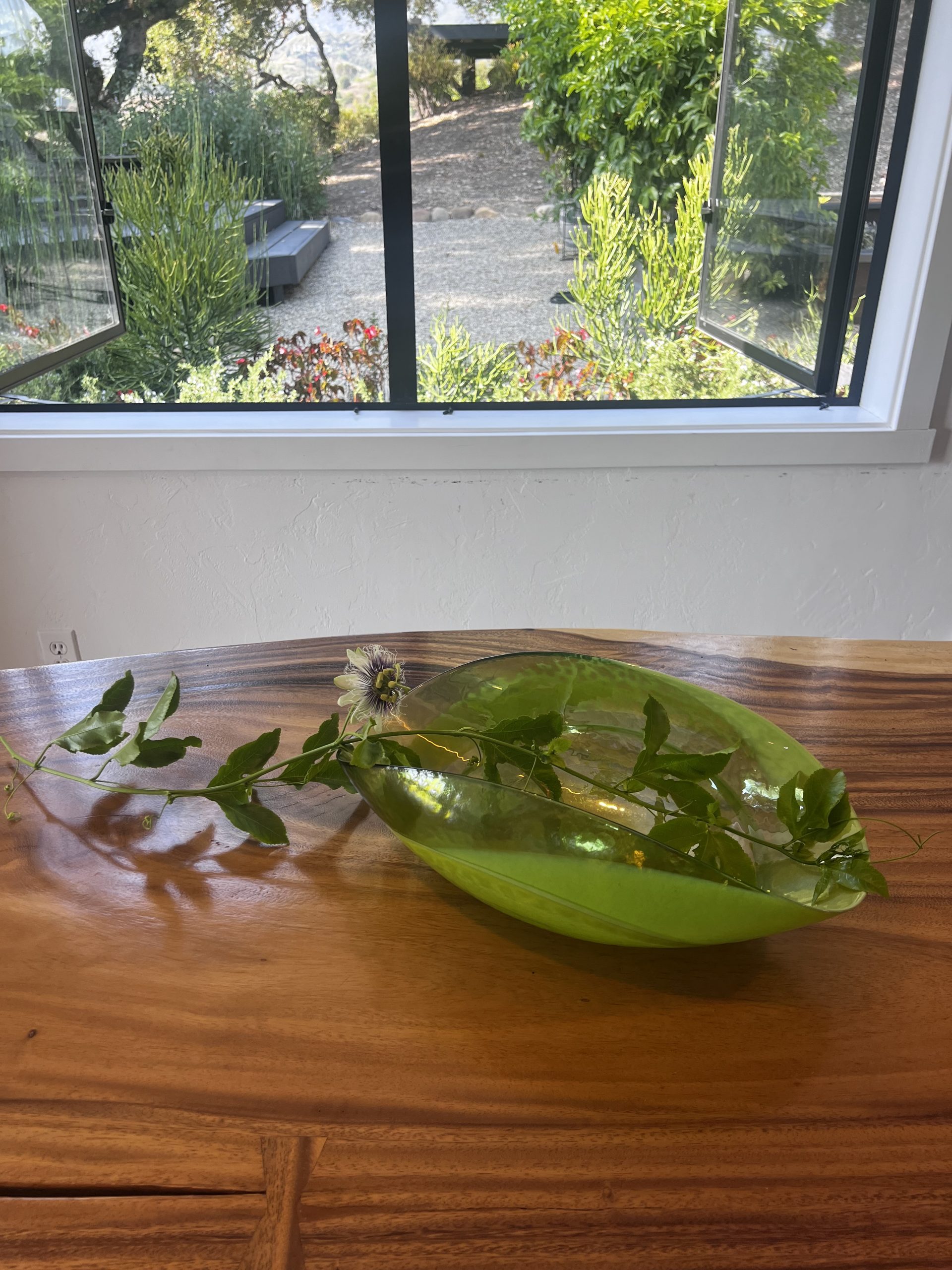 SOLD – Iridescent Green Glass Agave Bowl