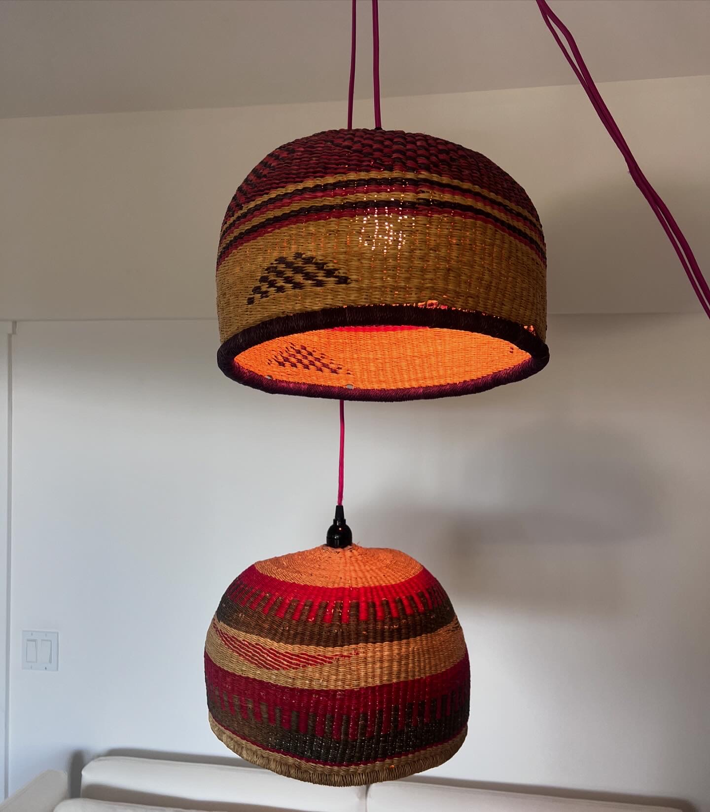 SOLD – Rattan Basket Pendant Light