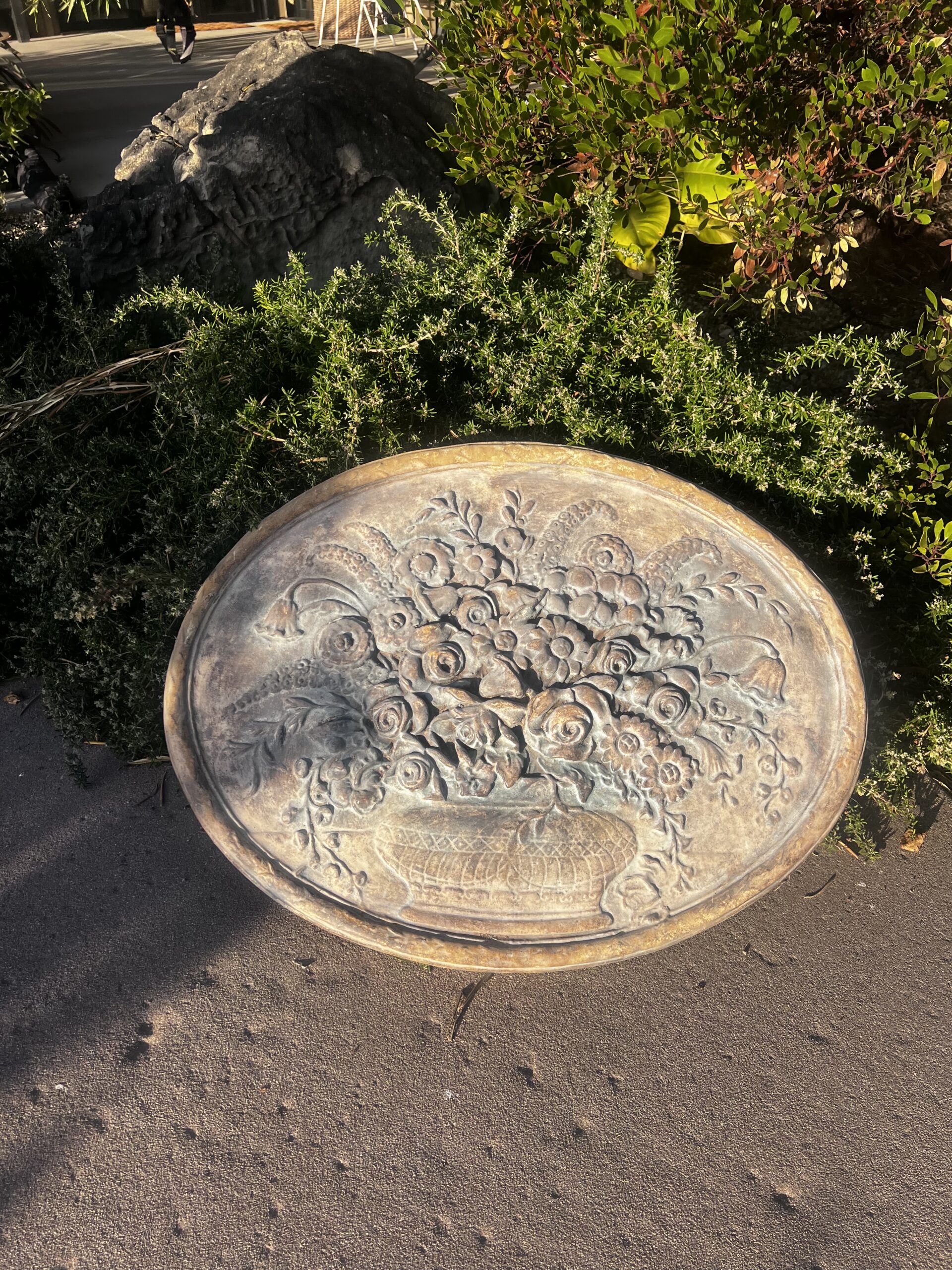 SOLD – Large Decorative Cast Concrete Garden Wall Plaque